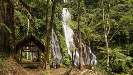 Banyumala Waterfall in a jungle sourrounding on Bali Island, Indonesia.