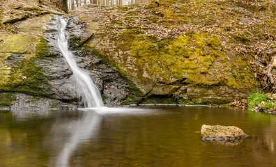 waterfall in park at town Stribro long exposure