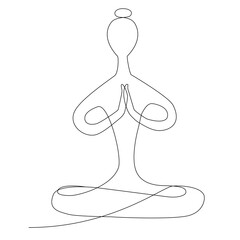 Vector illustration of a sketch of a yoga model. Women Yoga pose for spa logo