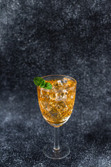 cocktail lemonade ice lemon orange citrus taste trend meal copy space food background rustic. top view