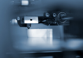 Objects printed by 3d printer. Automatic three dimensional 3d printer performs