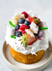 easter cake decorated with berries