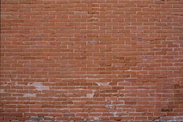 Fototapeta na wymiar red brick wall, wide panorama of masonry