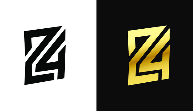 24 logo vector illustration, two and four logo on the black and white artboard