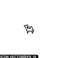 Simple Icon Camel Vector Illustration Design. Outline Style, Black Solid Color.