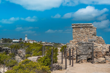 Ruins of the Mayan temple on Isla Mujeres island near Cancun, Mexico