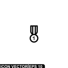 Simple Icon Medal Vector Illustration Design. Outline Style, Black Solid Color.