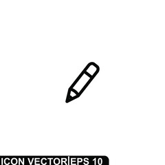 Simple Icon Pencil Vector Illustration Design. Outline Style, Black Solid Color.