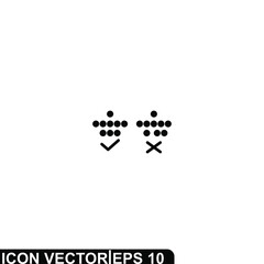 Simple Icon right and wrong the position of the congregarion Vector Illustration Design. Outline Style, Black Solid Color.