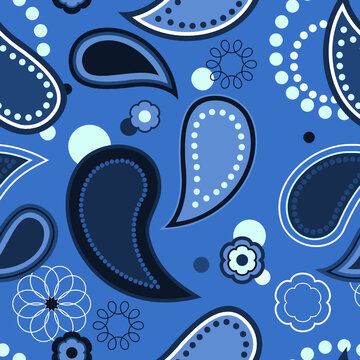 Abstract Leaves Seamless Pattern Blue