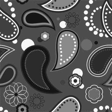 Abstract Leaves Seamless Pattern Grey