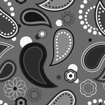 Abstract Leaves Seamless Pattern Grey