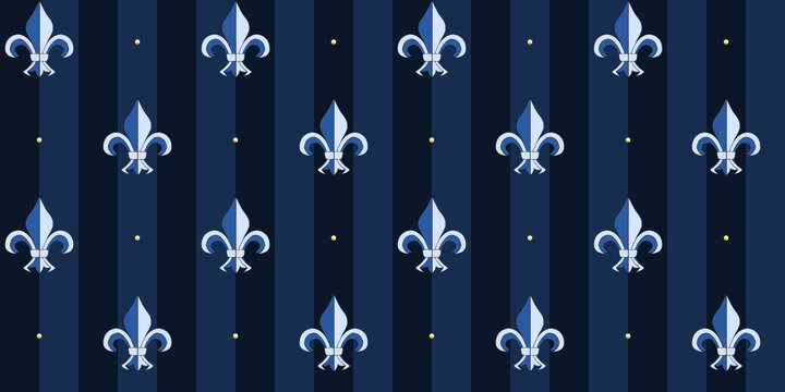 Fleur de Lys Seamless Pattern Navy Blue