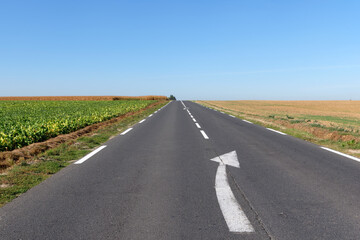 Country road in Ile-De-France region. Maisoncelles-en-Brie village