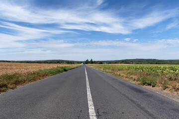 Country road in Ile-De-France region. Courances village