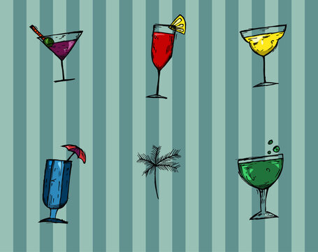 Cocktail Stripes Seamless Pattern Blue