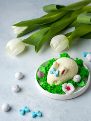 easter bunny cakes with chocolate eggs