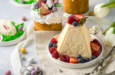 easter cake and easter cottage cheese