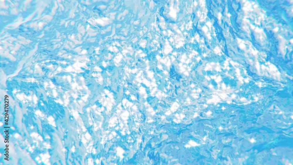 Poster realistic looping 3d animation of the sunny and shiny sparkling waving ocean waters top view rendere