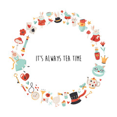 Colorful compositions with characters, symbols of Alice in Wonderland. Vector design, illustration © danceyourlife
