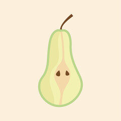 Fresh Sliced Pear. Sweet Summer Fruit for Healthy Diet. Isolated on colored Background. Vector Illustration.