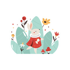 Colorful composition with White Rabbit from Alice in Wonderland