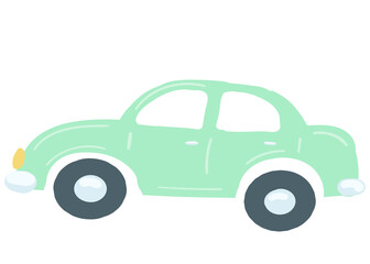 passenger car green color. isolated traffic element. hand drawn cartoon style vector illustration