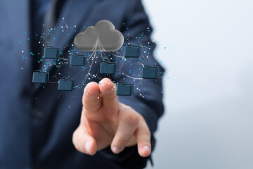 Cloud technology. Polygonal wireframe art looks like constellation