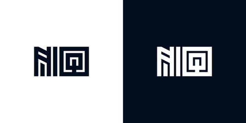 Minimal creative initial letters NQ logo