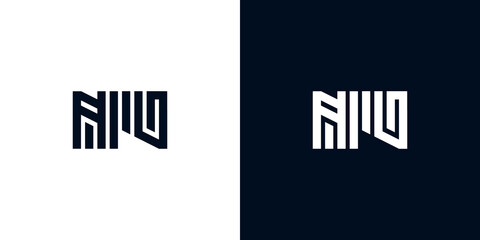 Minimal creative initial letters NU logo