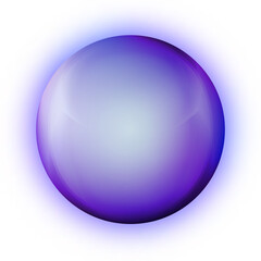 Glass purple ball or precious pearl. Glossy realistic ball, 3D abstract vector illustration highlighted on a white background. Big metal bubble with shadow