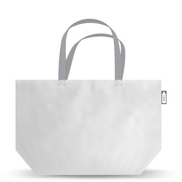 Shopping RPET bag cotton, Black and white tote shopping bags identity mock-up items template transparent background.