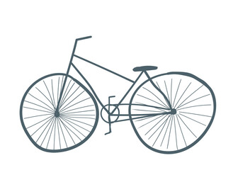 Fototapeta na wymiar gray color bike. isolated transport. hand drawn cartoon style, vector illustration.