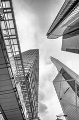 HONG KONG - MAY 2014: Hong Kong skyline from a city street on a cloudy sunset