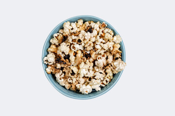 burnt popcorn. not tasty food, harm to popcorn, spoiled food, corn.