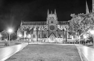 St Mary Cathedral at night in Sydney