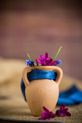beautiful bouquet of spring flowers on a wooden table