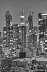 NEW YORK CITY - DECEMBER 1, 2018: Night skyline of Midtown Manhattan, aerial view at night