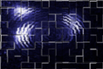 Abstract dark blue background with squares in the form of a maze.