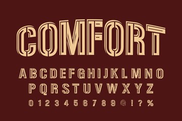 alphabet vintage font, typeface design, red background