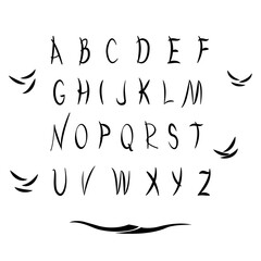 Vector handwritten alphabet. Simple alphabet letters. Vector illustration on White Background