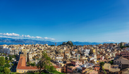 Fototapeta na wymiar Panoramic View Of Corfu Town
