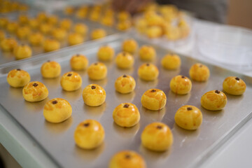 nastar cake tart on a tray. pineapple cookies of indonesian food for eid mubarak