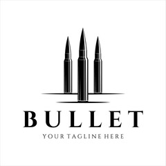 bullet ammo vintage vector logo illustration template design. army and military equipment for war or gun logo concept vector design - obrazy, fototapety, plakaty