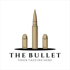 bullet ammo vintage vector logo illustration template design. army and military equipment for war or gun logo concept vector design