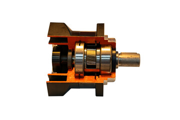 Cross section show detail and system cogs bearing and other inside precision planetary gear box set...