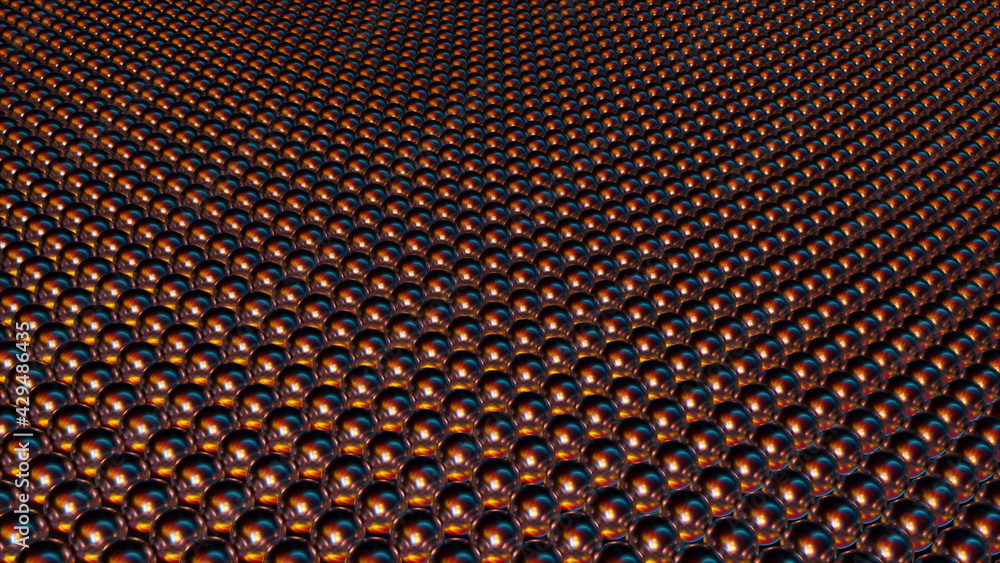 Poster endless rows 3d render balls in futuristic digital tracery. grid molecules in creative cyberspace an