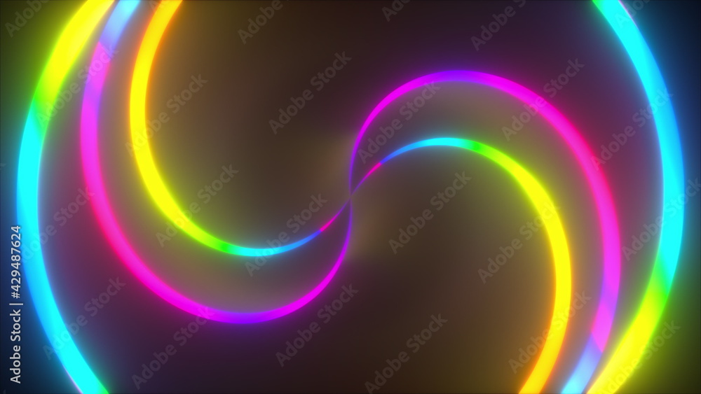 Poster dynamic 3d render spiral energy in futuristic wave. shimmering geometric stripes with smooth swirlin
