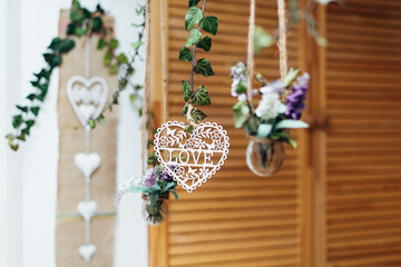 Home decor, heart, wood, flowers, love