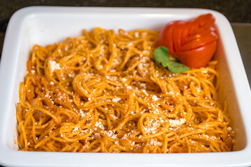 pasta with tomato sauce buffet